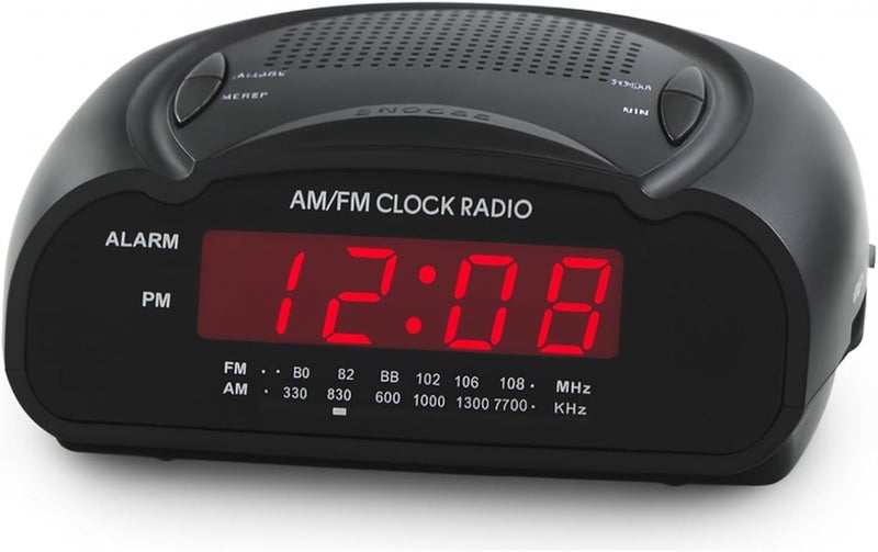 Ken-Tech Digital Alarm Clock | AM/FM Clock Radio with Red LED Display, Loud Alarm for Heavy Sleepers | Desk or Bedside Clock - Image 1